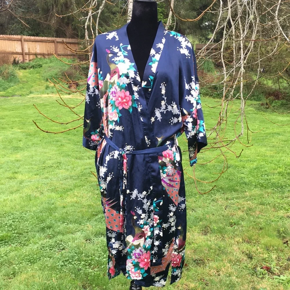 3/$20 Oriental Village Silk Robe - Picture 2 of 10